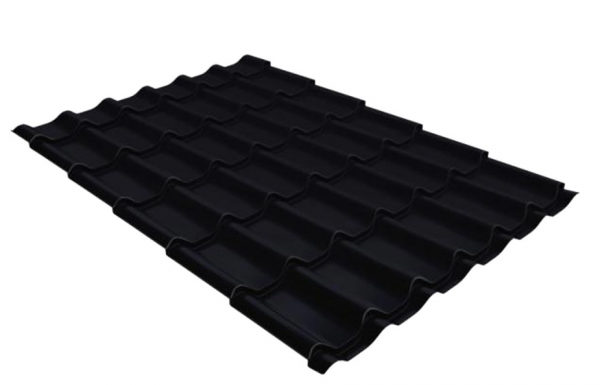 Металлочерепица 1,18х3,60 м толщина 0,5 мм Стальной Бархат/Rooftop Matte черный янтарь RAL 9005