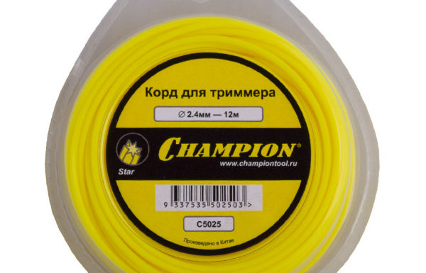 Леска для триммера Champion Star (C5025) звезда 2,4 мм х 12 м желтый