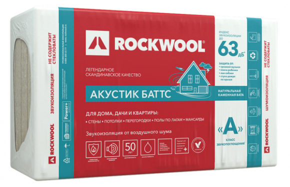 Шумоизоляция Rockwool Акустик Баттс 50х600х1000 мм 6 кв.м