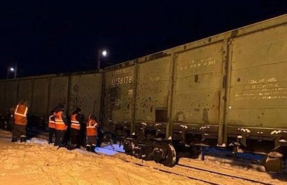 Товарный поезд сошел с рельсов в российском городе
