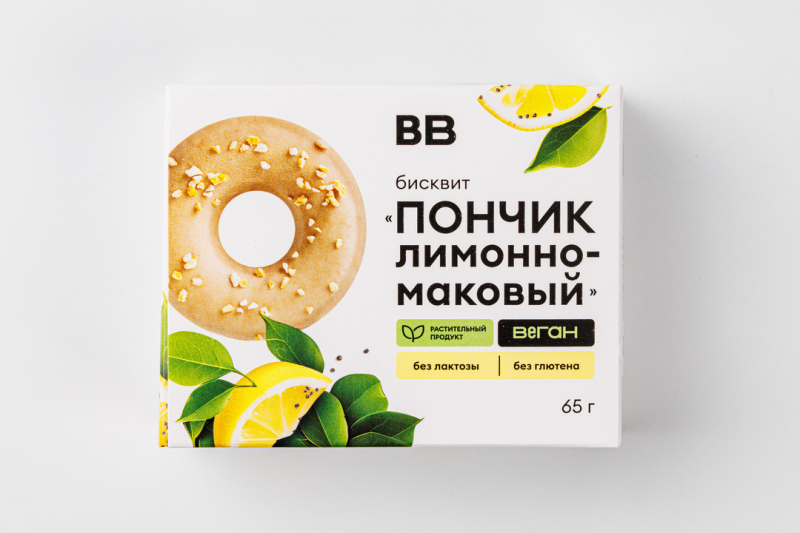 Бисквит "Пончик лимонно-маковый", веган